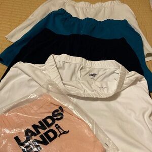 5 pair New, Shorts, Lands End: cotton knit, elastic waistband with pockets.